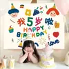 Chuva de Balões de Aniversário Cachoeira Festa de Primeiro Aniversário Infantil Cenário Decorativo Arranjo de Cena Pano Pendurado Feliz Aniversário