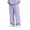 Calça Longa Esportiva Casual Simples de Cintura Ajustável com Cordão, Cor Sólida, Corte Reto Solto, Novo Estilo Europeu e Americano, Grelhado, Unissex