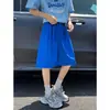 Shorts de seda gelada com dopamina para homens, calças finas de verão de secagem rápida, soltas, compridas até o joelho, shorts esportivos casuais respiráveis com cordão