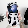 Adecuado para Samsung Zflip 50% de descuento Funda para Teléfono Móvil Apilable Zflip4 Patrón de Vaca Carcasa de Piel Pulsera Protección Anti-Caída Imán