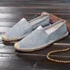 Venda direta da fábrica verão e outono novos sapatos de linho masculinos de um passo sapatos de palha pescador sapatos casuais de lona de linho preguiçosos