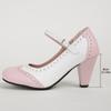 Zapatos de Mujer de Nuevo Estilo con Tira de Bloques de Color y Boca Poco Profunda con Tacón de Plataforma Ultraligero Zapatos de Comercio Exterior X25020023