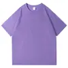 200g Algodão Puro Ombro Caído Gola Redonda Manga Curta Verão Novo Estilo Direto da Fábrica 39 Cores Unissex Solta Cor Sólida Camiseta Atacado