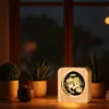 Luminária de Mesa Criativa de Cristal Luminoso com Artesanato de Gravação Interna 3D, Decoração de Base de Madeira, Presente, Presente de Aniversário