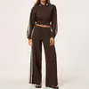 Conjunto Esportivo Transfronteiriço Outono Inverno Moda Feminina Casual com Capuz Bloco de Cores Zíper Manga Longa Moletom Calça de Moletom Conjunto de Duas Peças 3005