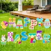 2027 El letrero exterior de Pascua más vendido de Amazon con conejo y huevos Letrero de jardín Feliz Pascua