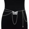 Cinturón de niña transfronterizo nuevo, informal, con incrustaciones de diamantes de imitación, hebilla decorativa de mariposa, cadena de cintura con falda, venta al por mayor
