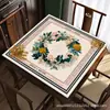 Tapete de mahjong estilo nórdico com árvore da riqueza floral, tapete de borracha antiderrapante com redução de ruído para jogos de tabuleiro, tapete de jogos de tabuleiro portátil para armazenamento
