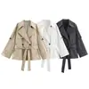 Comercio Exterior Ropa de Mujer 2026 Moda Europea y Americana Holgado Doble Botonadura con Cinturón Tirantes Solapa Gabardina Mujer B483195
