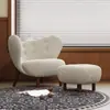 Cadeira Única Estilo Francês, Cadeira Sofá Individual, Cadeira de Lazer Designer Madeira Maciça Lã de Cordeiro Celebridade da Internet Banqueta Preguiçosa, Cadeira de Quarto