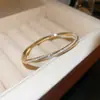 Pulseira Redonda de Aço Titânio Totalmente Cravejada em Diamante Estilo Francês, Pulseira Simples e Fashion de Luxo Leve, Senso de Design, Joia Versátil e Única para Públicos de Nicho