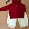 Conjunto de Roupa de Ano Novo para Meninos e Meninas 2026 Outono/Inverno Novo Estilo Chapéu de Elfo Vermelho Infantil Suéter com Forro de Lã e Calça Casual