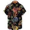 Camisa Hawaiana de Calavera para Hombre de Verano Estampado 3D Playa Manga Corta Botones Casual Camisa de Calavera para Hombre