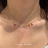 [Amor Arco-Íris] Colar Amor Dopamina Primavera e Verão Corrente Clavicular Choker Nicho Doce Colar Gola