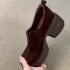 Mocasines Gruesos de Suela Gruesa con Punta Redonda Estilo Retro para Aumentar Altura para Mujer 2026 Otoño e Invierno Zapatos de Cuero Estilo Deportivo sin Cordones para Viajar al Trabajo