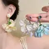 Pendientes de Borlas de Flor de Rosa Super Hada Retro Hada Únicos Exagerados Pendientes de Gama Alta Largos de Nicho para Mujer