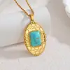 Acessórios de Colar Exclusivos Transfronteiriços em Ouro 18K com Turquesa para Mulheres, Corrente de Suéter Moda Retrô Estilo Europeu e Americano, Longo e de Alta Qualidade