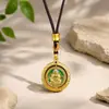Pingente Colar Thangka Estilo Chinês Criativo com Incrustação de Agarwood Ornamento Pingente de Madeira Esculpida de Alta Qualidade Mascote Brinquedo Cultural para Homens e Mulheres