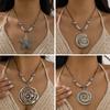 Europa y Estados Unidos joyería transfronteriza viento personalizado collar de cera de cuero puntiagudo traje nicho aleación geométrica cadena clavícula