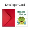 Cartão de Agradecimento Transfronteiriço 1 Peça/Conjunto, Cartão de Mensagem de Texto com Animal Africano de Desenho Animado, Dobrável com Envelope