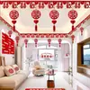 Decoración de sala de estar, juego de decoración para la habitación de bodas, para el nuevo hogar del novio y la habitación de bodas de la novia, incluyendo guirnaldas con caracteres "feliz" y cortinas de techo