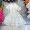 Vestido de manga corta de un solo pecho con solapa y cinturón, bordado de encaje australiano de trece filas, transfronterizo europeo y americano, falda