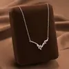 Comercio Exterior de Amazon Venta Caliente Collar de Acero de Titanio Temperamento Femenino Circonita Microincrustada Personalidad Cadena para Clavícula de Alto Sentido Colección Joyería