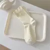 Meias femininas listradas em creme, de cano médio, finas e simples para primavera e verão, estilo coreano moderno, adequadas para estudantes, meias longas de verão estilo japonês