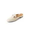 Zapatillas de Media Punta Baotou para Mujer Conjunto de Verano 2024 Otoño Nuevos Zapatos Planos de Cuadrado Perezoso Zapatos de Media Punta