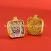 Pingente Pequeno Thangka de Aço Titânio, Oito Santos Protetores do Buda, Pingente de Colar Meio Pintado à Mão para Vidas Passadas e Presentes, Galvanoplastia 18K