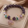 Nuevo Celebridad de Internet Amuleto de Amatista Natural Antigua Flor de Cinco Hojas Pulsera Pulsera de Gotas de Agua Mori Regalo de Novia para Tanabata