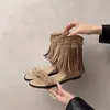 Novas Botas Frescas Estilo Boêmio 2026, Botas Frescas Femininas da Moda com Aumento Interno de Altura, Bico Aberto, Solado Grosso, para Pessoas Baixinhas
