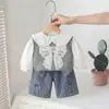 Conjunto de Primavera para Niña con Suéter de Lazo Grande Set de Tres Piezas, Ropa Infantil Elegante y a la Moda, Conjunto para Bebé Niña Estilo Primavera y Otoño, Moderno