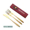Cuchillo para Pasteles de Luna 304 Transfronterizo Tenedor para Pasteles Acero Inoxidable Tenedor de Dos Púas Tenedor para Postres y Frutas Festival de Medio Otoño Juego de Cuchillo y Tenedor para Pasteles de Luna