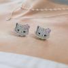 CHAOXIN Super Nuevos Micro-incrustados con Diamantes Zirconio Aretes de Gato Lindo para Mujer Aguja de Plata s925 Aretes Dulces Cool Distintivos
