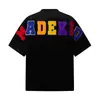 Camiseta de Manga Corta Bordada con Letras de Terciopelo Estilo Retro Americano para Hombres y Mujeres, Nuevo Estilo de Verano para Parejas, Top Casual Suelto de Calle