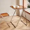 Mesa dobrável transparente acrílica vintage, estilo moderno e na moda, conjunto de mesa e cadeira portátil para varanda de casa, mesa de centro nórdica