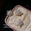Broche de mariposa con gema de gota de agua de champán color oro al atardecer Collar de copo de nieve de circonita chapado en oro de 18 quilates vintage