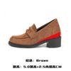 Sapatos Mocassins de Moeda Porto-riquenhos Bico Quadrado Salto Bloco Aumento de Altura Slip-On de Couro para Mulheres Estilo Britânico Aumento Interno de Altura