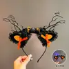 Tocado de Halloween Sombrero Mágico de Bruja Diadema Decoración de Maquillaje Diadema de Encaje Horquilla de Calabaza Accesorio para el Cabello de Fantasma
