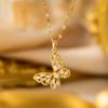 Estilo coreano Novo Cobre Zircônio Banhado A Ouro Real Colar Coringa Fantasia Cristal Borboleta Colar 2024 Explosão Clavícula Cadeia