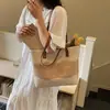 Bolsa de palha grande e estilosa para mulheres, bolsa de praia casual estilo férias, bolsa de ombro versátil tecida com color blocking para o dia a dia