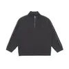 2026 Nueva Sudadera con Media Cremallera para Hombre Estilo Americano Peso Pesado Color Sólido Cuello Alto Chaqueta Casual Holgada Versátil Chaqueta de Algodón