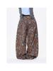 Pantalones Scimitar con Estampado de Estrella Retro Americano y Leopardo para Hombres y Mujeres, Estilo Perezoso Casual Suelto de Pierna Ancha
