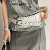 Estilo Hot Girl del Milenio Cinturón de Parches Remachados Patchwork para Mujer Cinturón de Cuero de Gama Alta de Nicho Cadena Hueca para Cintura con Cinturilla de Jeans