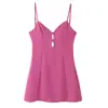 Atacado de roupas femininas transfronteiriço 2026 nova moda elegante sem mangas alças design decote V decote vazado costas nuas vestido