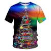 2021 Europa y Estados Unidos transfronterizo nuevo suéter de manga corta con estampado navideño 3D para niños, cuello alto, camiseta superior divertida para hombre