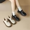 ZHR Zapatos de una capa para mujer 2025 Nuevos Vintage Estilo Británico INS Zapatos de cuero pequeños Combinan con todo Ligeros Zapatos de mujer Mocasines bajos para mujer