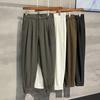 Pantalones de traje estilo coreano con tobillo atado para hombre, otoño nuevo, drapeado holgado con tobillo atado y cremallera, casuales, capri, deportivos