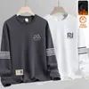 Nueva Camiseta de Manga Larga con Cuello Redondo Otoño/Invierno 2025, Sudadera Gruesa Versátil de Moda con Forro Polar, Camiseta Básica de Moda para Hombre